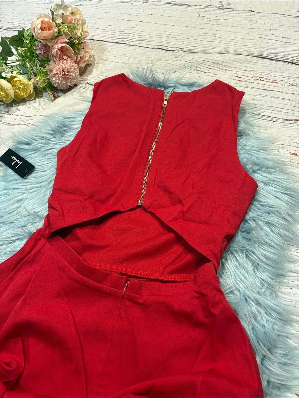 NWT Lulus Just Us Red Open Back Mini Skater Dress - Picture 9 of 9